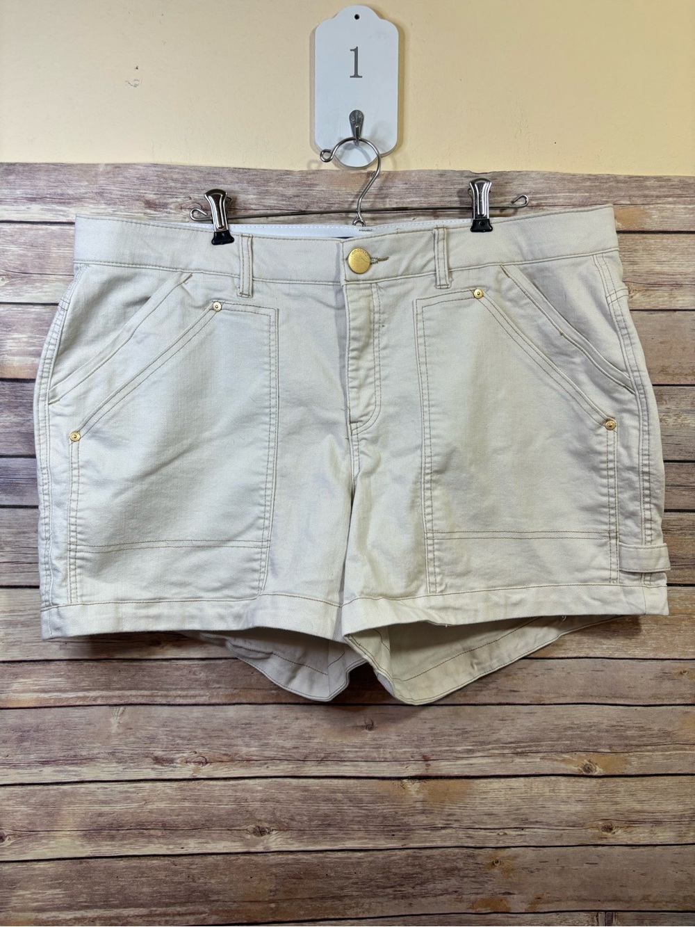 Democracy Cream Women's Utility Cotton Blend Denim Carpenter Shorts Size 20